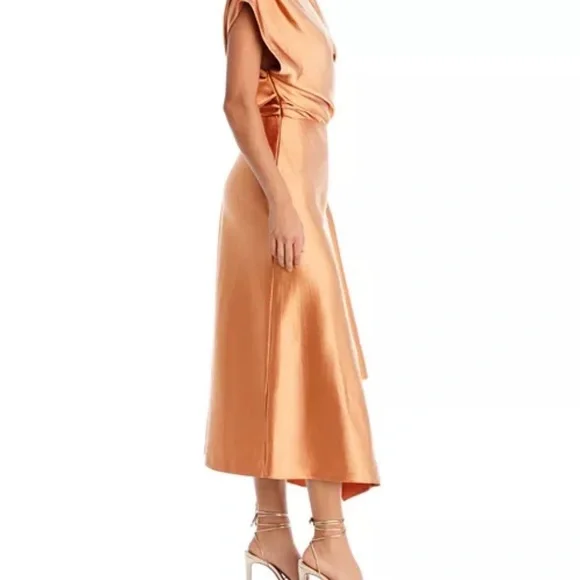 knitted orange dress Orange Halter Neck Open Knit Midi Dress